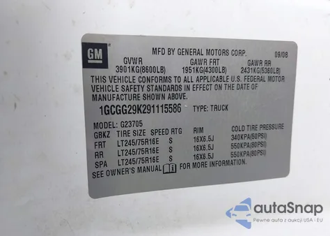 2009 Chevrolet Express 2500 Work Van from USA, damaged, VIN 1GCGG29K291115586